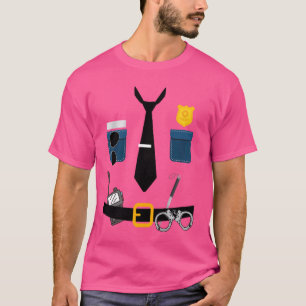 Politie Kostuum Cop Uniform Officer Funny Hallowee T-shirt