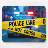 Politie lijn gele tape met waarschuwing muismat (Voorkant)