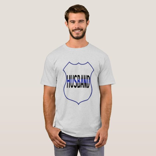 Politie Man Shield Thin Blue Line Mannen T-shirt (Voorkant volledig)