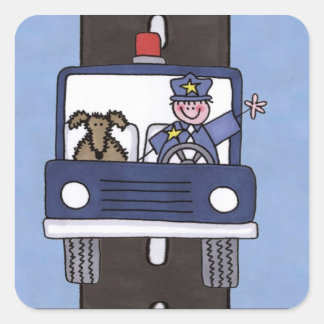 politie-man vierkante sticker