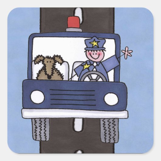 politie-man vierkante sticker (Voorkant)