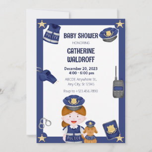 Politie meisje baby shower Uitnodiging