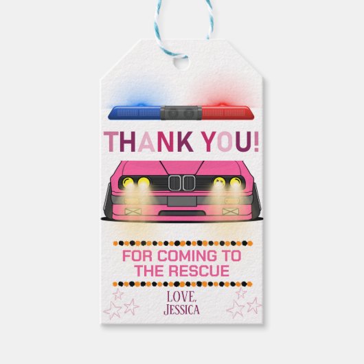 Politie Meisje Verjaardagsfeestje Favor Cadeaulabel (Voorkant)