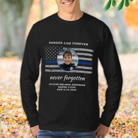 Politie Memorial Foto EOW Thin Blue Line T-shirt
