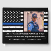 Politie Memorial Thin Blue Line Foto Funeral Gastenboek (Voorkant)