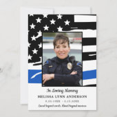 Politie Memorial Thin Blue Line Sympathie Funeral Bedankkaart (Voorkant)