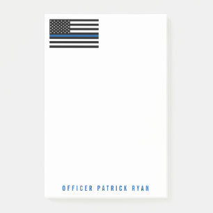 Politie met blauwe lijn Amerikaanse vlag Naam 4 x Post-it® Notes