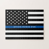 Politie met blauwe lijn Amerikaanse vlag Naam toev Legpuzzel (Horizontaal)