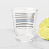 Politie met blauwe lijn Amerikaanse vlag Naam toev Shot Glas (Achterkant)