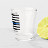 Politie met blauwe lijn Amerikaanse vlag Naam toev Shot Glas (Rechts)