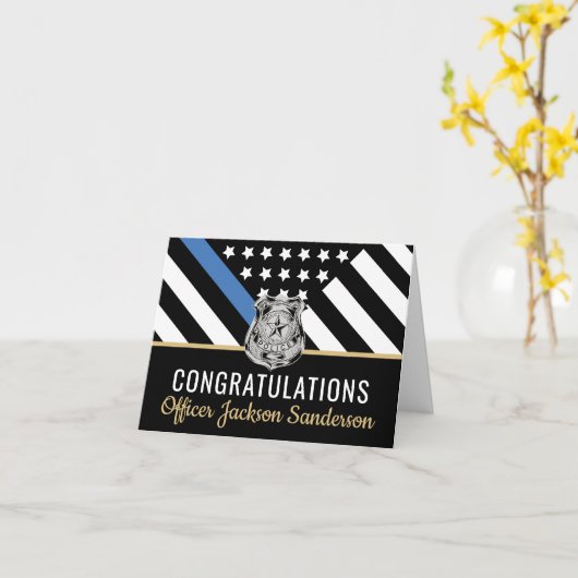 Politie met blauwe lijn Gefeliciteerd pensionering Kaart (Gele Bloem)