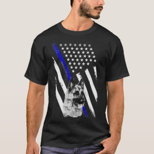 Politie met blauwe lijn Vlag K 9 Eenheid Dog Duits T-shirt