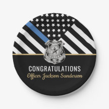 Politie met blauwe vlag Gefeliciteerd pensionering