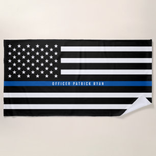 Politie met de blauwe lijn Amerikaanse vlag Strandlaken