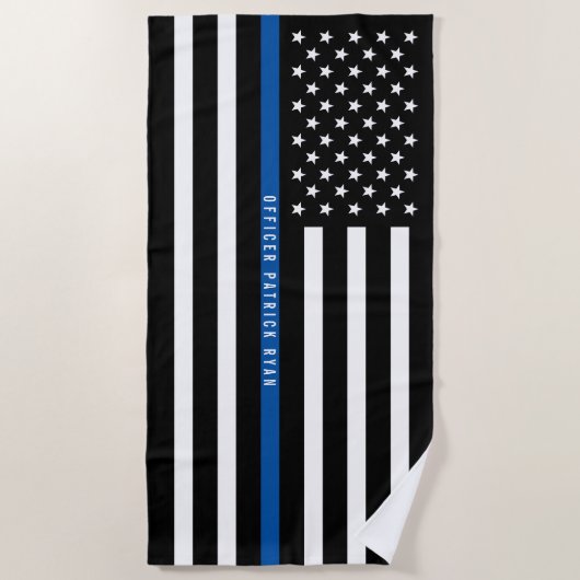 Politie met de blauwe lijn Amerikaanse vlag Strandlaken (Voorkant)