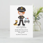 Politie met de naam Ginger Boy Birthday Party Kaart (Staand voorkant)