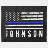 Politie met drukke Amerikaanse vlag Fleece Deken (Voorkant (Horizontaal))