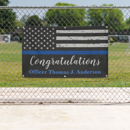 Politie met dunne blauwe lijn Personaliseer de Gra Spandoek (Insitu)