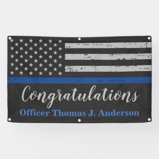 Politie met dunne blauwe lijn Personaliseer de Gra Spandoek (Horizontaal)