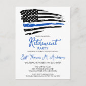 Politie met een blauwe lijn vlag Moderne pensioner Uitnodiging Briefkaart (Voorkant)