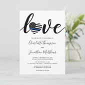 Politie met een blauwe lijn wetshandhaving bruilof kaart (Staand voorkant)