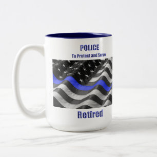 Politie met pensioen tweekleurige koffiemok