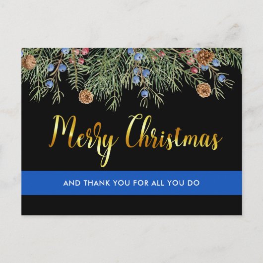 Politie met prettige kerstwetshandhaving bedankt briefkaart (Voorkant)