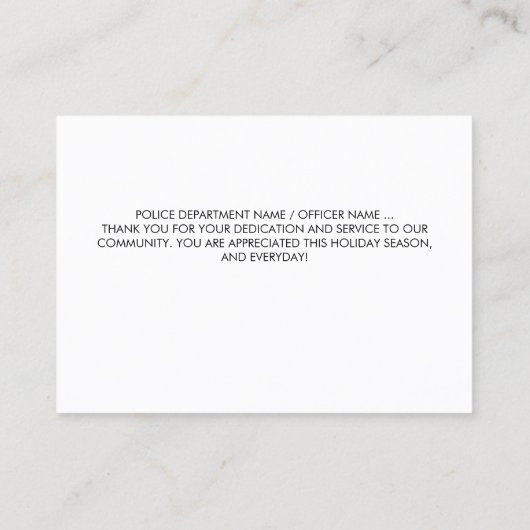 Politie met prettige kerstwetshandhaving bedankt visitekaartje (Achterkant)