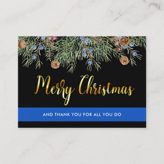 Politie met prettige kerstwetshandhaving bedankt visitekaartje (Voorkant)