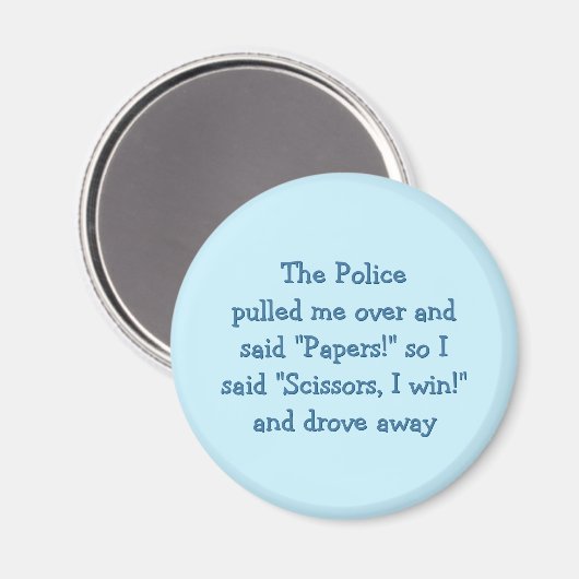 Politie met rockschaar Funny Fridge Magnet (Voorkant / Achterkant)