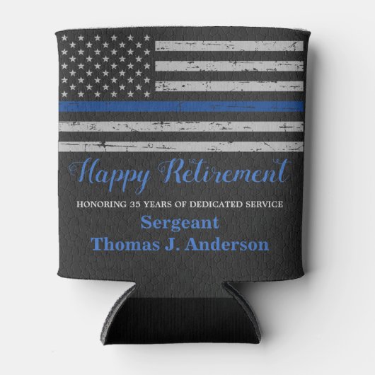 politie met Thin Blue Line Blikjeskoeler (Voorkant)