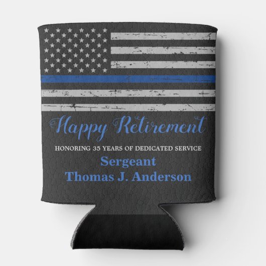  politie met Thin Blue Line Blikjeskoeler (Achterkant)