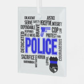 Politie met Woorden Glas Ornament (Voorkant links)
