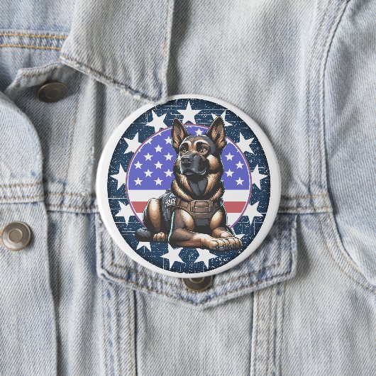 Politie Militaire Hond K9 Unit Ronde Button 4,0 Cm (In situ)