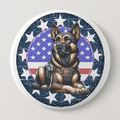Politie Militaire Hond K9 Unit Ronde Button 4,0 Cm (Voorkant)