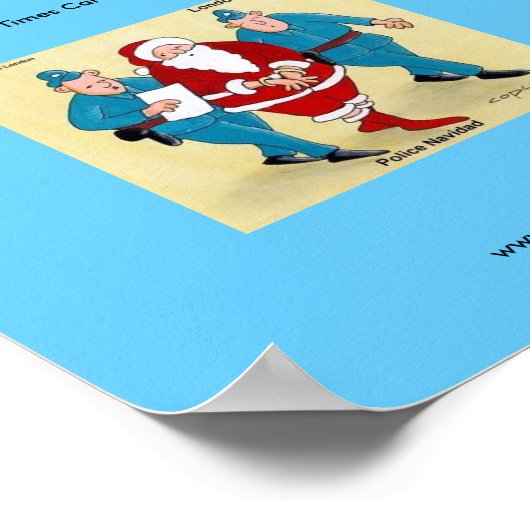 Politie Navidad Funny Cartoon Poster (Hoek)