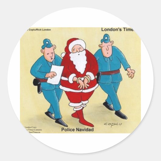 Politie Navidad Funny Kerstkerstcadeautjes en Kaar Ronde Sticker (Voorkant)