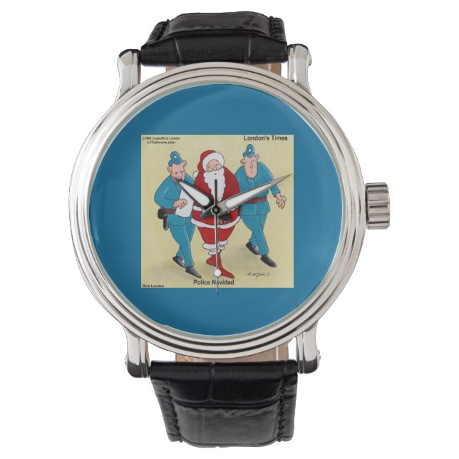 Politie Navidad Funny kerstpas Horloge (Voorkant)