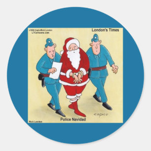 Politie Navidad: Kerstman is heel stout geweest Ronde Sticker