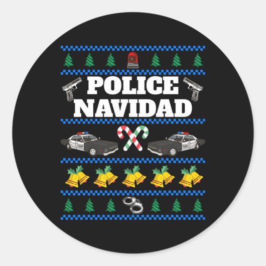Politie Navidad Ugly Ronde Sticker (Voorkant)