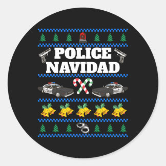 Politie Navidad Ugly Ronde Sticker