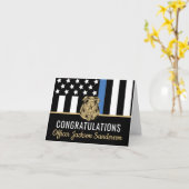 Politie Officier Pensioen Blauwe Lijn Kaart (Gele Bloem)