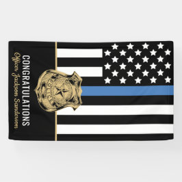 Politie Officier Pensioen Blauwe Lijn Spandoek