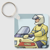 Politie op een motorfiets Sleutelhanger (Voorkant)