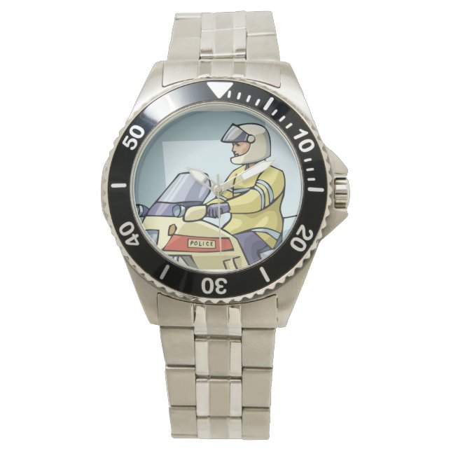 Politie op een motorhorloge horloge (Voorkant)