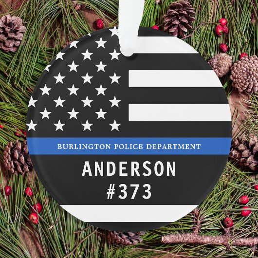 Politie op maat van de wet op blauwe lijnen ornament