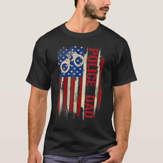  politie Papa Amerikaanse Vlag Arresthancuff T-shirt (Voorkant)
