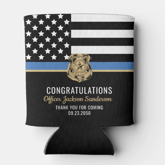 Politie pensioen blauwe lijn wetshandhaving blikjeskoeler (Achterkant)