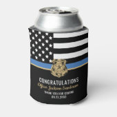 Politie pensioen blauwe lijn wetshandhaving blikjeskoeler (Blikje Achterkant)