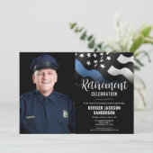 Politie pensioen blauwe lijn wetshandhaving foto kaart (Staand voorkant)